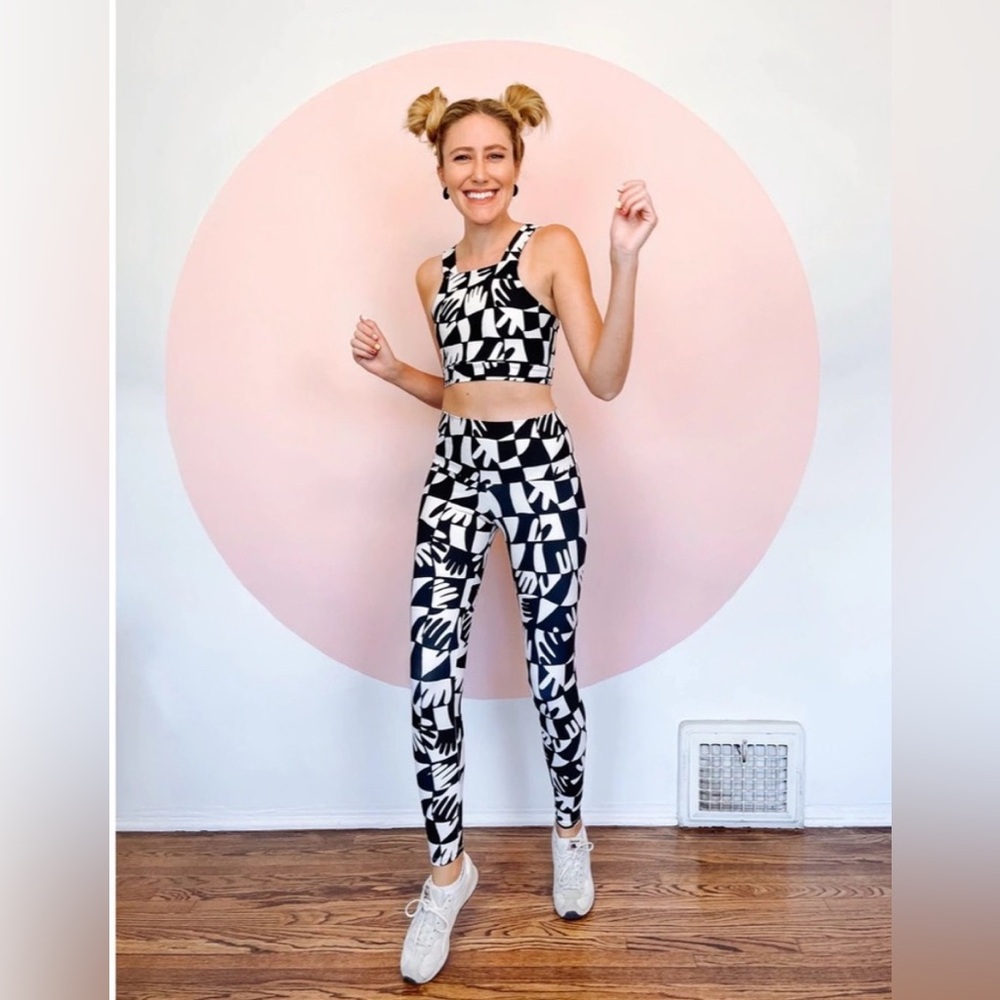 Dazey LA Anthropologie Checker Handprint Graphic Leggings XS Black/White